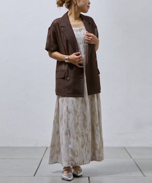 COLONY 2139（コロニートゥーワンスリーナイン）の「シアー半袖テーラードジャケット（テーラードジャケット・レディース・ブラウン/ブラック・FREE）」の4枚目の写真