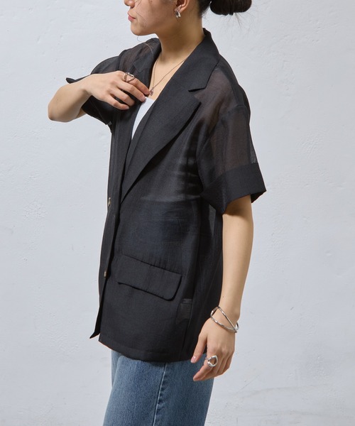 COLONY 2139（コロニートゥーワンスリーナイン）の「シアー半袖テーラードジャケット（テーラードジャケット・レディース・ブラウン/ブラック・FREE）」の18枚目の写真