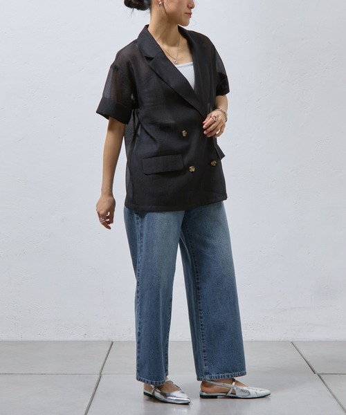 COLONY 2139（コロニートゥーワンスリーナイン）の「シアー半袖テーラードジャケット（テーラードジャケット・レディース・ブラウン/ブラック・FREE）」の22枚目の写真