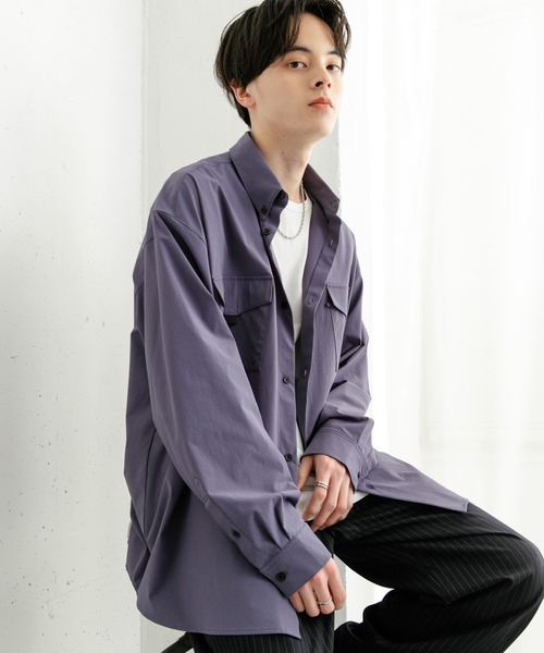 SENSE OF PLACE by URBAN RESEARCH(センスオブプレイスバイアーバンリサーチ)の「リップストップフィッシングシャツ(シャツ/ブラウス・メンズ・ブラック/アイボリー/ブルー・MEDIUM/LARGE)」の1枚目の写真