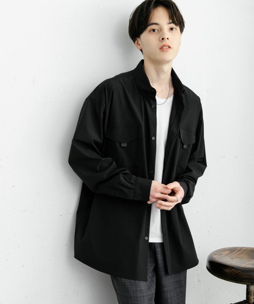 SENSE OF PLACE by URBAN RESEARCH(センスオブプレイスバイアーバンリサーチ)の「リップストップフィッシングシャツ(シャツ/ブラウス・メンズ・ブラック/アイボリー/ブルー・MEDIUM/LARGE)」の3枚目の写真