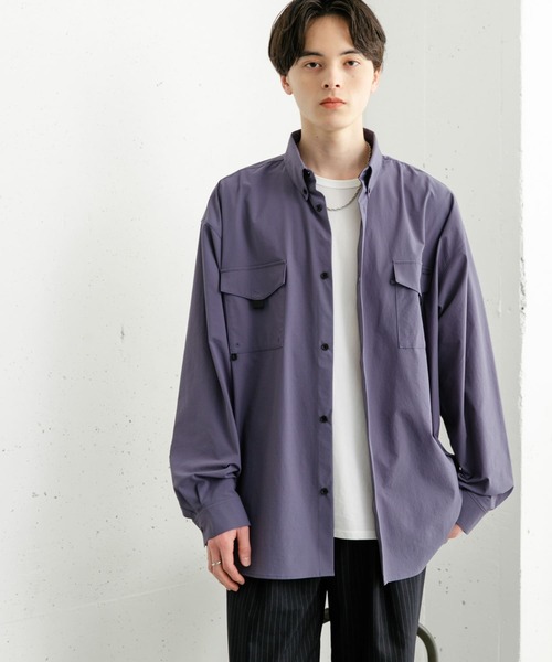 SENSE OF PLACE by URBAN RESEARCH(センスオブプレイスバイアーバンリサーチ)の「リップストップフィッシングシャツ(シャツ/ブラウス・メンズ・ブラック/アイボリー/ブルー・MEDIUM/LARGE)」の4枚目の写真