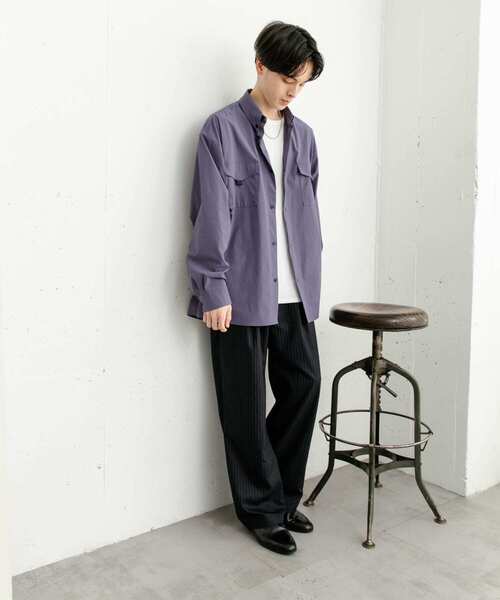 SENSE OF PLACE by URBAN RESEARCH(センスオブプレイスバイアーバンリサーチ)の「リップストップフィッシングシャツ(シャツ/ブラウス・メンズ・ブラック/アイボリー/ブルー・MEDIUM/LARGE)」の9枚目の写真