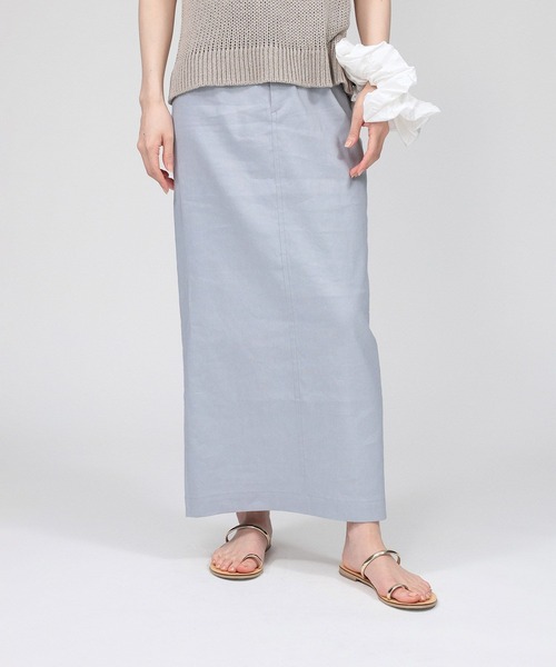 BABYLONE（バビロン）の「リネンレーヨンストレッチスカート（スカート・レディース・キャメル/ブラック/ベージュ/サックスブルー・38inch/36inch）」の3枚目の写真