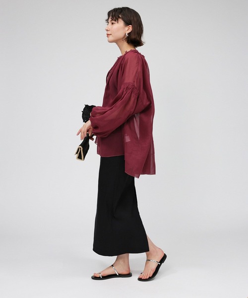 BABYLONE（バビロン）の「リネンレーヨンストレッチスカート（スカート・レディース・キャメル/ブラック/ベージュ/サックスブルー・38inch/36inch）」の8枚目の写真