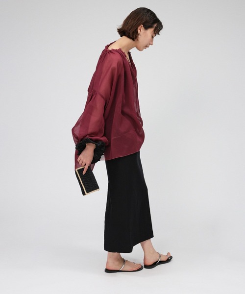 BABYLONE（バビロン）の「リネンレーヨンストレッチスカート（スカート・レディース・キャメル/ブラック/ベージュ/サックスブルー・38inch/36inch）」の5枚目の写真