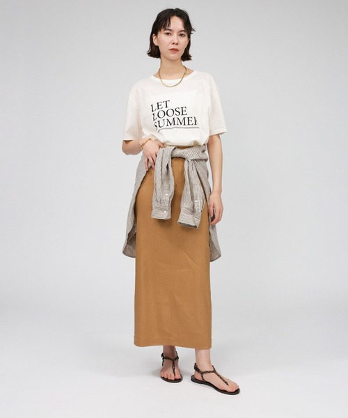 BABYLONE（バビロン）の「リネンレーヨンストレッチスカート（スカート・レディース・キャメル/ブラック/ベージュ/サックスブルー・38inch/36inch）」の21枚目の写真