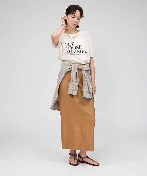 美品◆BABYLONE◆リネンストレッチスリットスカート◆バビロン BABYLONE（バビロン）の「BABYLONE / リネンストレッチスリット