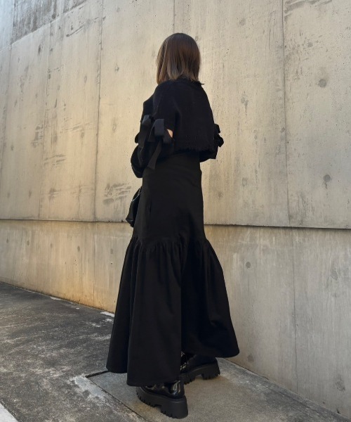 HONEY MI HONEY(ハニーミーハニー)の「cropped ribbon cardigan(カーディガン/ボレロ・レディース・ベージュ/ホワイト/ブラック・FREE)」の4枚目の写真