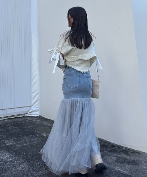 HONEY MI HONEY(ハニーミーハニー)の「cropped ribbon cardigan(カーディガン/ボレロ・レディース・ベージュ/ホワイト/ブラック・FREE)」の14枚目の写真