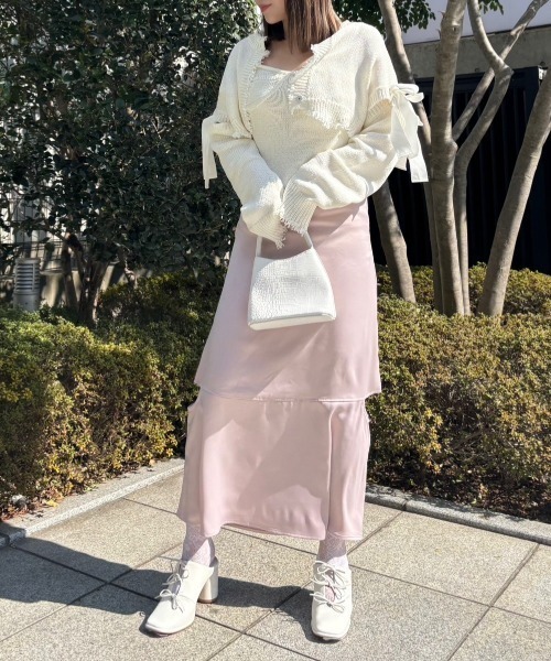 HONEY MI HONEY(ハニーミーハニー)の「cropped ribbon cardigan(カーディガン/ボレロ・レディース・ベージュ/ホワイト/ブラック・FREE)」の18枚目の写真
