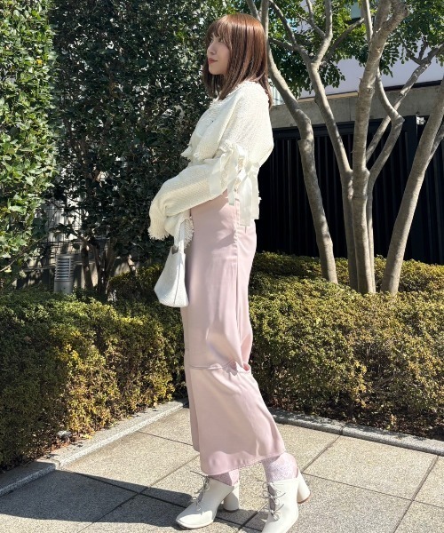 HONEY MI HONEY(ハニーミーハニー)の「cropped ribbon cardigan(カーディガン/ボレロ・レディース・ベージュ/ホワイト/ブラック・FREE)」の19枚目の写真