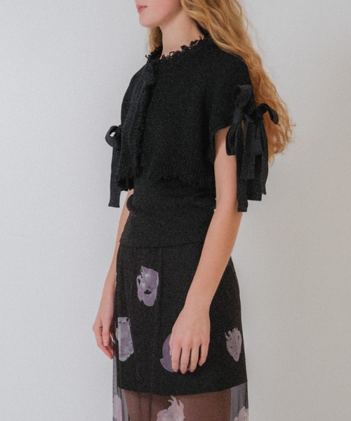 HONEY MI HONEY(ハニーミーハニー)の「cropped ribbon cardigan(カーディガン/ボレロ・レディース・ベージュ/ホワイト/ブラック・FREE)」の21枚目の写真