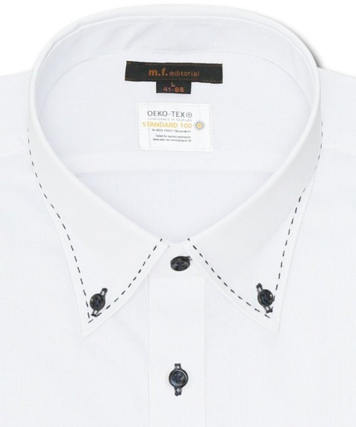 m.f.editorial（エムエフエディトリアル）の「【形態安定 吸水速乾】m.f.エディトリアル メンズ ボタンダウン ビジネスドレス 長袖シャツ（シャツ/ブラウス・メンズ・ホワイト・首回り41cm-裄丈82cm/首回り39cm-裄丈80cm/首回り39cm-裄丈84cm/首回り41cm-裄丈86cm/首回り43cm-裄丈86cm/首回り37cm-裄丈80cm/首回り45cm-裄丈86cm/首回り43cm-裄丈82cm）」の8枚目の写真
