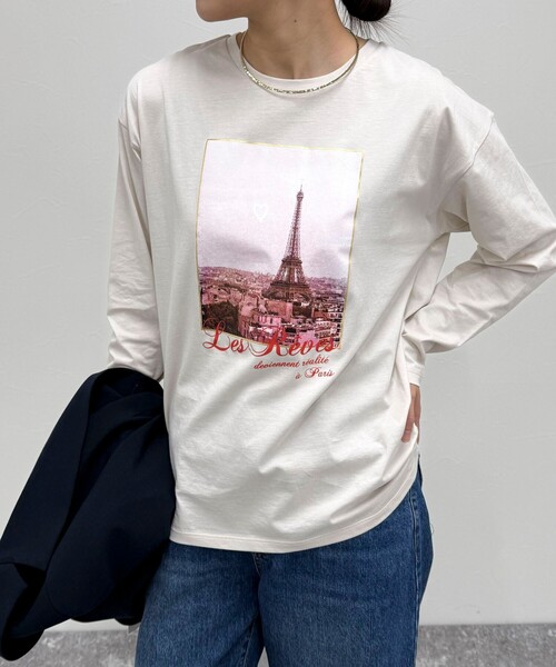 fredy emue（フレディエミュ）の「シルケットPARI ロンTシャツ（Tシャツ/カットソー・レディース・オフホワイト/チャコールグレー/ベージュ・38）」の3枚目の写真