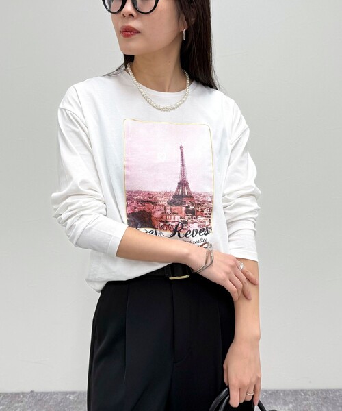 fredy emue（フレディエミュ）の「シルケットPARI ロンTシャツ（Tシャツ/カットソー・レディース・オフホワイト/チャコールグレー/ベージュ・38）」の10枚目の写真