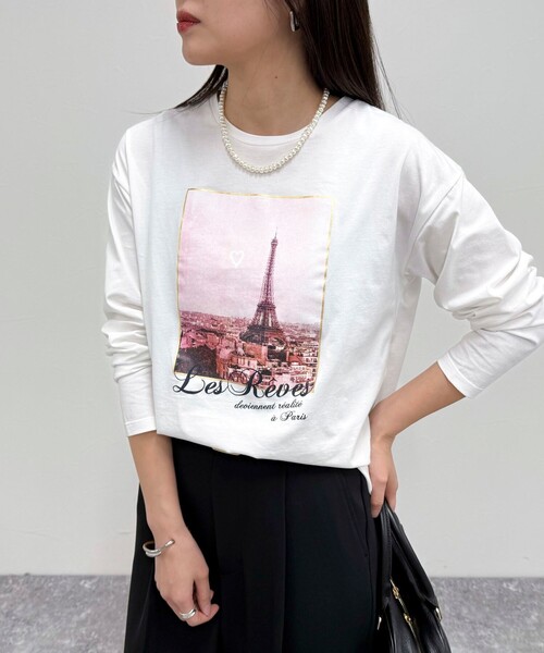 fredy emue（フレディエミュ）の「シルケットPARI ロンTシャツ（Tシャツ/カットソー・レディース・オフホワイト/チャコールグレー/ベージュ・38）」の9枚目の写真