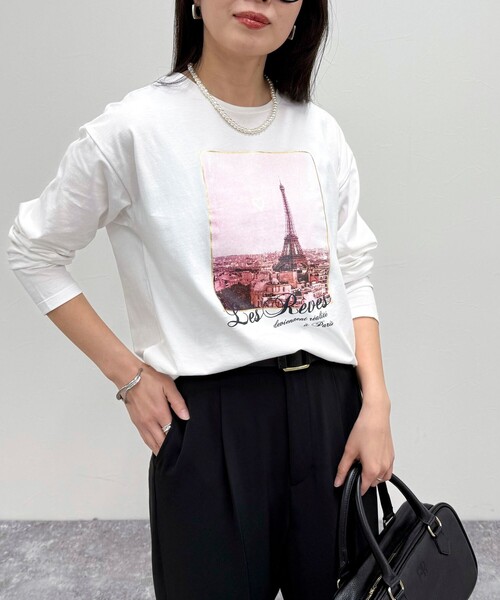 fredy emue（フレディエミュ）の「シルケットPARI ロンTシャツ（Tシャツ/カットソー・レディース・オフホワイト/チャコールグレー/ベージュ・38）」の8枚目の写真
