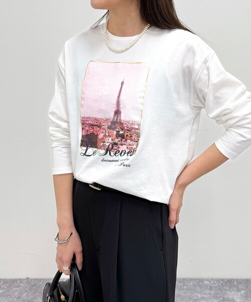 fredy emue（フレディエミュ）の「シルケットPARI ロンTシャツ（Tシャツ/カットソー・レディース・オフホワイト/チャコールグレー/ベージュ・38）」の7枚目の写真