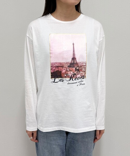 fredy emue（フレディエミュ）の「シルケットPARI ロンTシャツ（Tシャツ/カットソー・レディース・オフホワイト/チャコールグレー/ベージュ・38）」の19枚目の写真