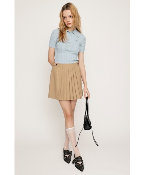 SLY（スライ）の「【再入荷】CABLE POLO KNIT TOPS ケーブル ポロ ニット トップス 半袖 夏服 サマーニット（ポロシャツ・レディース・杢グレー/アイボリー/ブラック/ライトブルー/ネイビー・FREE）」の18枚目の写真