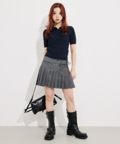 再入荷】CABLE POLO KNIT TOPS ケーブル ポロ ニット トップス 半袖