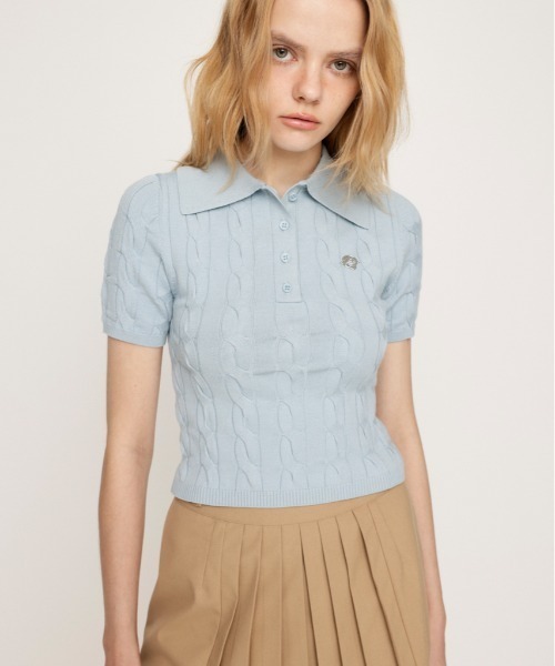 大学 兄弟割引 再入荷】CABLE POLO KNIT TOPS ケーブル ポロ ニット トップス トップス
