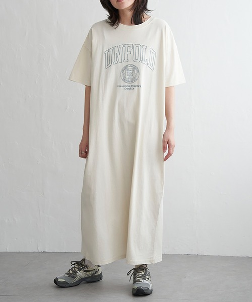 VENCEEXCHANGE（ヴァンスエクスチェンジ）の「刺繍カレッジTワンピース（ワンピース・レディース・アイボリー/チャコール・FREE）」の2枚目の写真