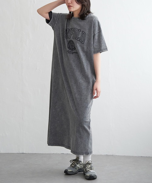 VENCEEXCHANGE（ヴァンスエクスチェンジ）の「刺繍カレッジTワンピース（ワンピース・レディース・アイボリー/チャコール・FREE）」の5枚目の写真