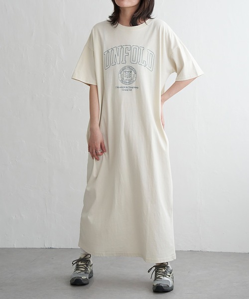 VENCEEXCHANGE（ヴァンスエクスチェンジ）の「刺繍カレッジTワンピース（ワンピース・レディース・アイボリー/チャコール・FREE）」の6枚目の写真