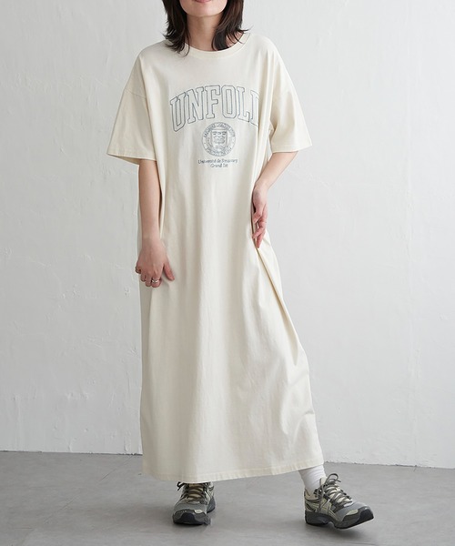 VENCEEXCHANGE（ヴァンスエクスチェンジ）の「刺繍カレッジTワンピース（ワンピース・レディース・アイボリー/チャコール・FREE）」の7枚目の写真