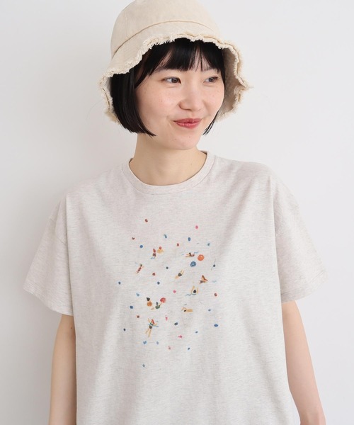 l'atelier du savon(アトリエドサボン)の「●夏のひととき スケッチTシャツ(Tシャツ/カットソー・レディース・ホワイト/オートミール・FREE)」の1枚目の写真