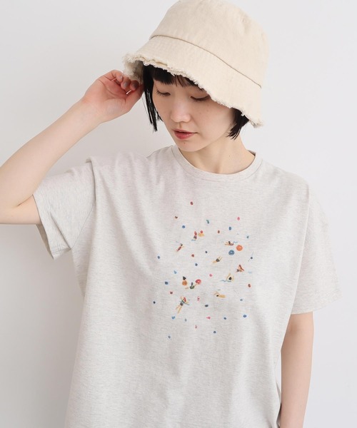 l'atelier du savon(アトリエドサボン)の「●夏のひととき スケッチTシャツ(Tシャツ/カットソー・レディース・ホワイト/オートミール・FREE)」の12枚目の写真