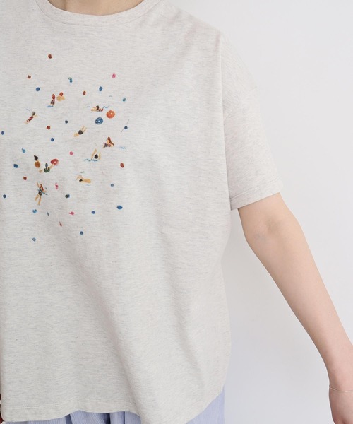 l'atelier du savon(アトリエドサボン)の「●夏のひととき スケッチTシャツ(Tシャツ/カットソー・レディース・ホワイト/オートミール・FREE)」の3枚目の写真