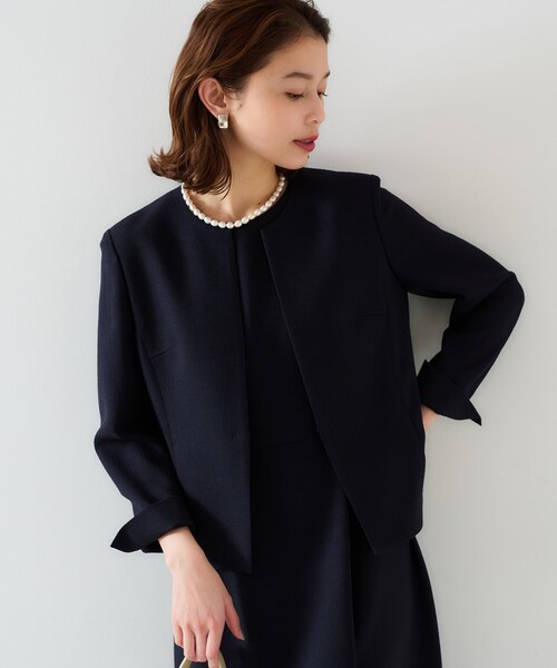 y003 伊太利屋【S】ノーカラージャケット ジップアップ アンゴラ混 y003 伊太利屋【S】ノーカラージャケット ジップアップ アンゴラ