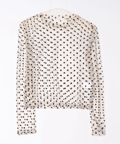 Nia(ニア)の「Nia(ニア)/ドット柄シースルートップス(Tシャツ/カットソー・レディース・アイボリー/ブラック・MEDIUM/SMALL)」の5枚目の写真