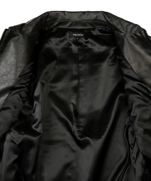 LUXSTYLE（ラグスタイル）の「PUレザージップアップブルゾン（ライダースジャケット・メンズ・チャコールグレー/ブラウン・M/L）」の4枚目の写真