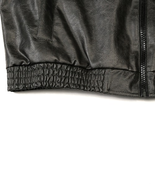 LUXSTYLE（ラグスタイル）の「PUレザージップアップブルゾン（ライダースジャケット・メンズ・チャコールグレー/ブラウン・M/L）」の8枚目の写真