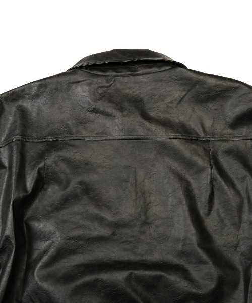 LUXSTYLE（ラグスタイル）の「PUレザージップアップブルゾン（ライダースジャケット・メンズ・チャコールグレー/ブラウン・M/L）」の9枚目の写真