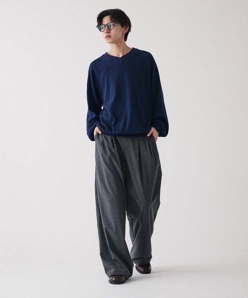 Adoon plain(アドーンプレーン)の「Shallow V-neck Thermal T-shrt / 浅VネックサーマルTシャツ(Tシャツ/カットソー・メンズ・ネイビー/ライトグレー・MEDIUM/LARGE)」の4枚目の写真