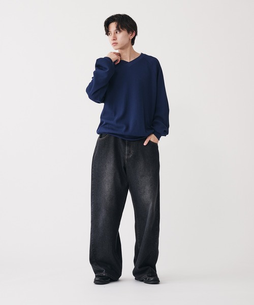 Adoon plain(アドーンプレーン)の「Shallow V-neck Thermal T-shrt / 浅VネックサーマルTシャツ(Tシャツ/カットソー・メンズ・ネイビー/ライトグレー・MEDIUM/LARGE)」の13枚目の写真