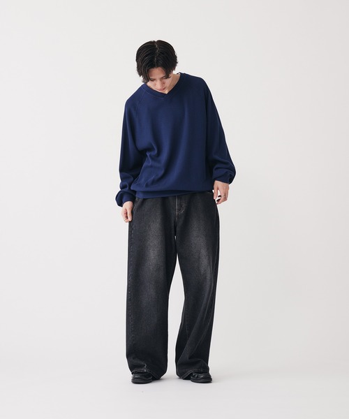 Adoon plain(アドーンプレーン)の「Shallow V-neck Thermal T-shrt / 浅VネックサーマルTシャツ(Tシャツ/カットソー・メンズ・ネイビー/ライトグレー・MEDIUM/LARGE)」の16枚目の写真