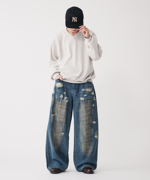 Adoon plain(アドーンプレーン)の「Shallow V-neck Thermal T-shrt / 浅VネックサーマルTシャツ(Tシャツ/カットソー・メンズ・ネイビー/ライトグレー・MEDIUM/LARGE)」の18枚目の写真