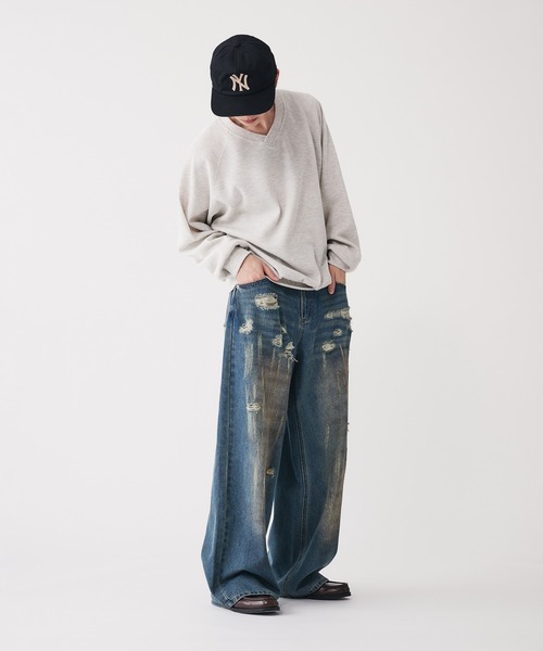 Adoon plain(アドーンプレーン)の「Shallow V-neck Thermal T-shrt / 浅VネックサーマルTシャツ(Tシャツ/カットソー・メンズ・ネイビー/ライトグレー・MEDIUM/LARGE)」の19枚目の写真