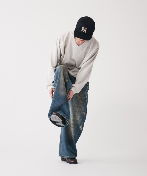 Adoon plain(アドーンプレーン)の「Shallow V-neck Thermal T-shrt / 浅VネックサーマルTシャツ(Tシャツ/カットソー・メンズ・ネイビー/ライトグレー・MEDIUM/LARGE)」の20枚目の写真