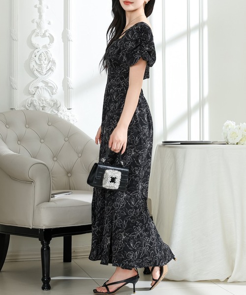 Lace Ladies(レースレディース)の「ボタニカル プリント パフスリーブ バックコンシャス ワンピース(ワンピース・レディース・ベージュ/ブラック/アイボリー・FREE/S)」の12枚目の写真