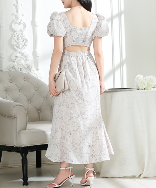 Lace Ladies(レースレディース)の「ボタニカル プリント パフスリーブ バックコンシャス ワンピース(ワンピース・レディース・ベージュ/ブラック/アイボリー・FREE/S)」の8枚目の写真