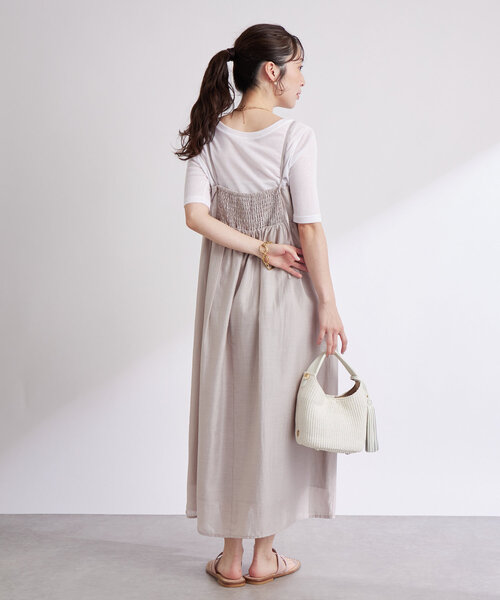 La boutique BonBon(ラブティックボンボン)の「【セットアップ可】レーヨンリネンシアースラブワンピース(ワンピース・レディース・サックスブルー/オフホワイト/ネイビー/グレイッシュベージュ・FREE)」の7枚目の写真