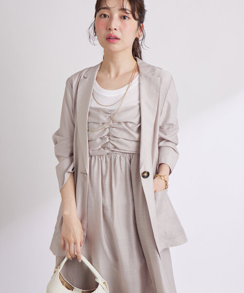 La boutique BonBon(ラブティックボンボン)の「【セットアップ可】レーヨンリネンシアースラブワンピース(ワンピース・レディース・サックスブルー/オフホワイト/ネイビー/グレイッシュベージュ・FREE)」の8枚目の写真