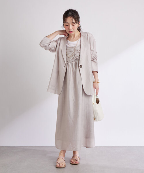 La boutique BonBon(ラブティックボンボン)の「【セットアップ可】レーヨンリネンシアースラブワンピース(ワンピース・レディース・サックスブルー/オフホワイト/ネイビー/グレイッシュベージュ・FREE)」の9枚目の写真